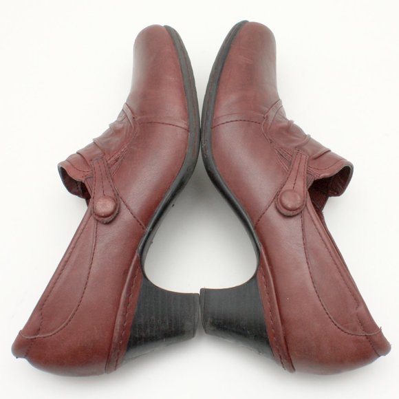 Cobb Hill by New Balance Shoes Size 8.5 W Burgundy Ruched Leather Button Shootie - Picture 9 of 10